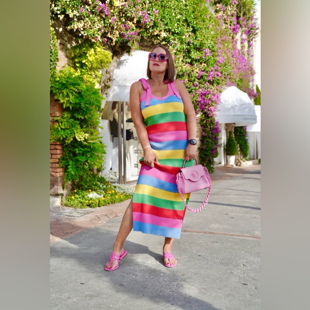 NEW English factory rainbow sweater dress.